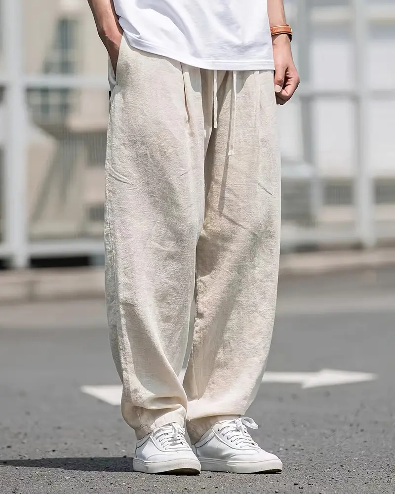 Liam Men's Linen Pants – Wide Leg Breathable Summer Trousers for Casual Wear