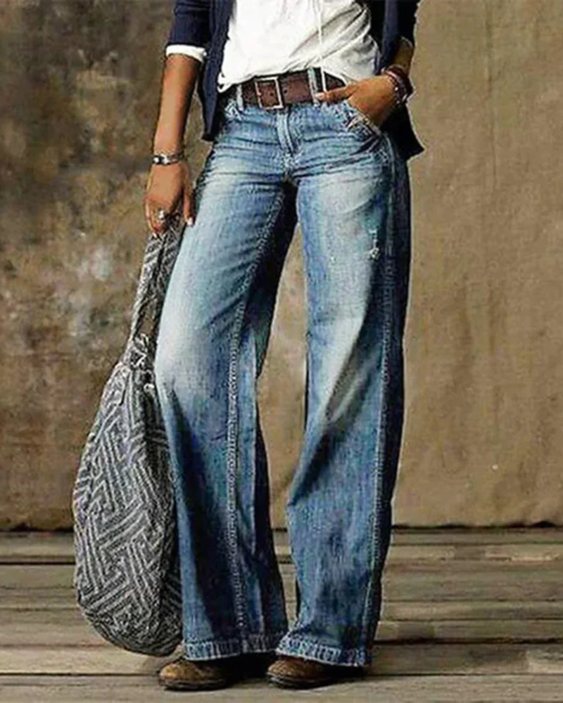 Damskie jeansy z niskim stanem Emie – elastyczne spodnie z denimu w stylu vintage na co dzień