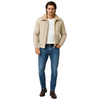Michael Men's Fur Collar Jacket – Zip-Up Slim Fit Elegant Everyday Coat