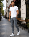 Francois Men's Stretch Denim Cargo Pants – Slim Fit Utility Jeans with Pockets