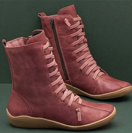 Botas para mujer Andrea – Botas de estilo artesanal, con suela antideslizante y cierre de cremallera o cordones