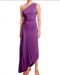 Robe midi Meredith pour femme, asymétrique à une épaule, style georgette plissé
