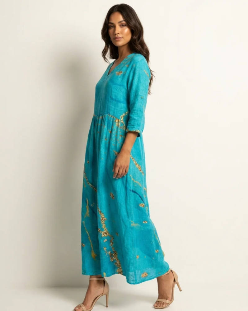 Vestido largo floral para mujer Willow – Vestido vaporoso de verano con cuello en V y bolsillos