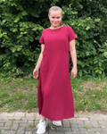 Abito lungo da donna Fiona – Abito estivo a maniche corte con girocollo e tasche