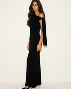 Victoria Women's Evening Gown – One-Shoulder Maxi Dress with Bow Detail