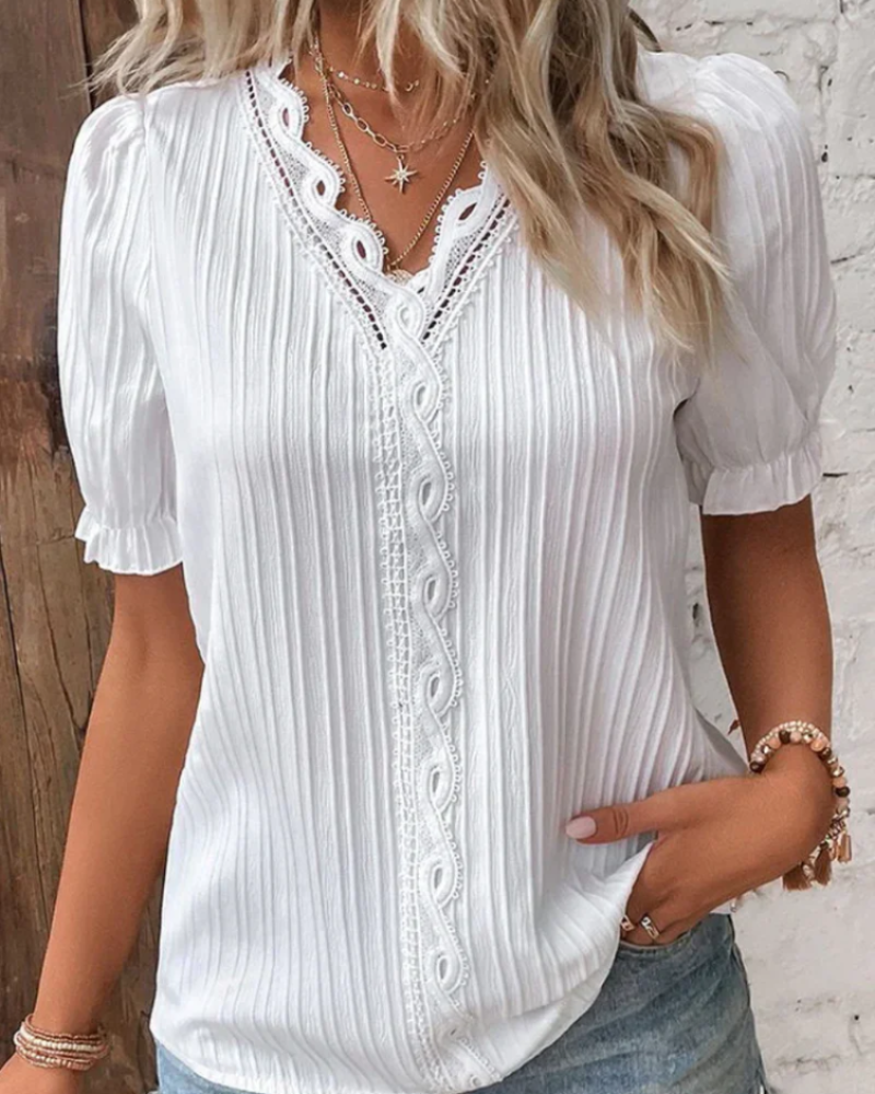 Blusa de encaje para mujer Catherine – Elegante top femenino para el trabajo y ocasiones nocturnas