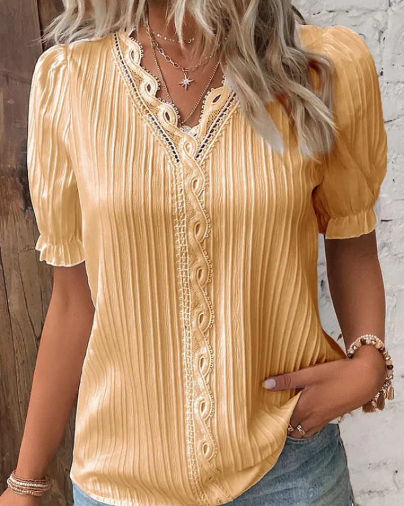 Blusa de encaje para mujer Catherine – Elegante top femenino para el trabajo y ocasiones nocturnas